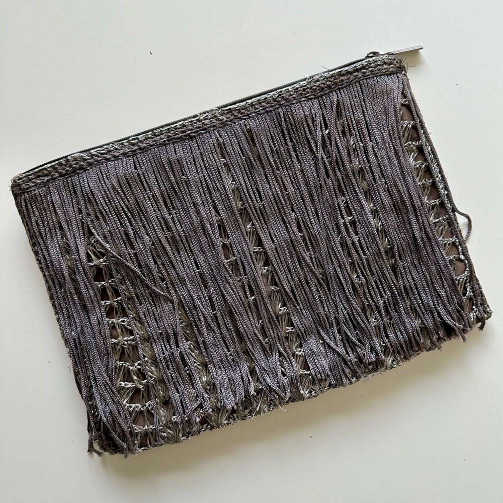 **SOLD** Rare ZARA fringed silver knot bag.